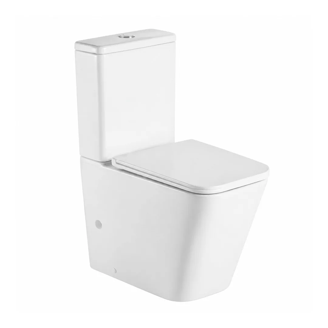 Karag Set WC monoblocco LT 2175 bianco lucido Rimless con vaso, cassetta e coprivaso