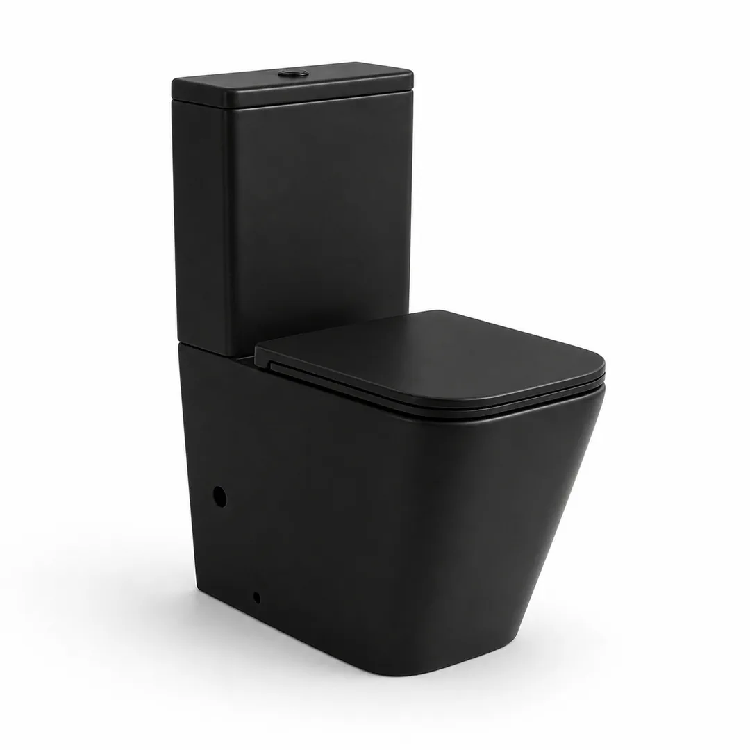 Karag Set WC monoblocco LT 2175 nero opaco con vaso, cassetta e coprivaso