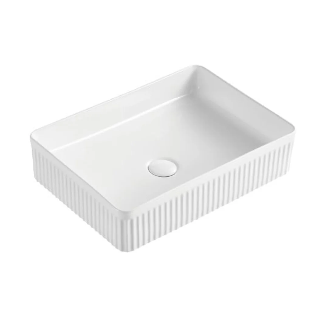 Karag Lavabo da appoggio rettangolare ceramica 50x36 cm bianco lucido
