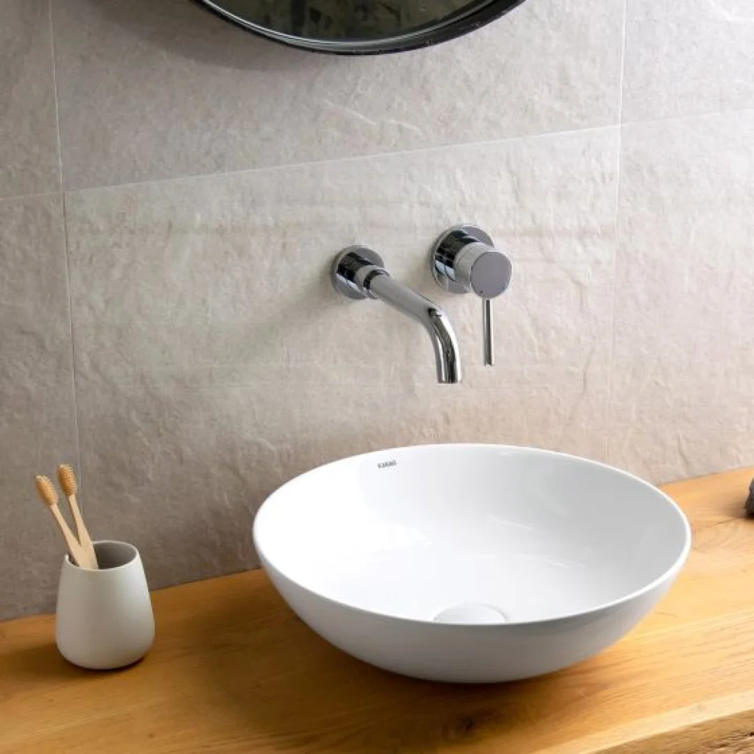 Karag Lavabo da appoggio quadrato ceramica 41.5x41.5 cm bianco lucido