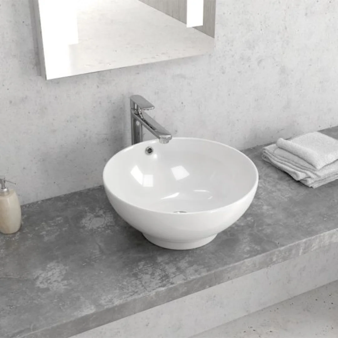 Karag Lavabo da appoggio quadrato ceramica 40.5x40.5 cm bianco lucido