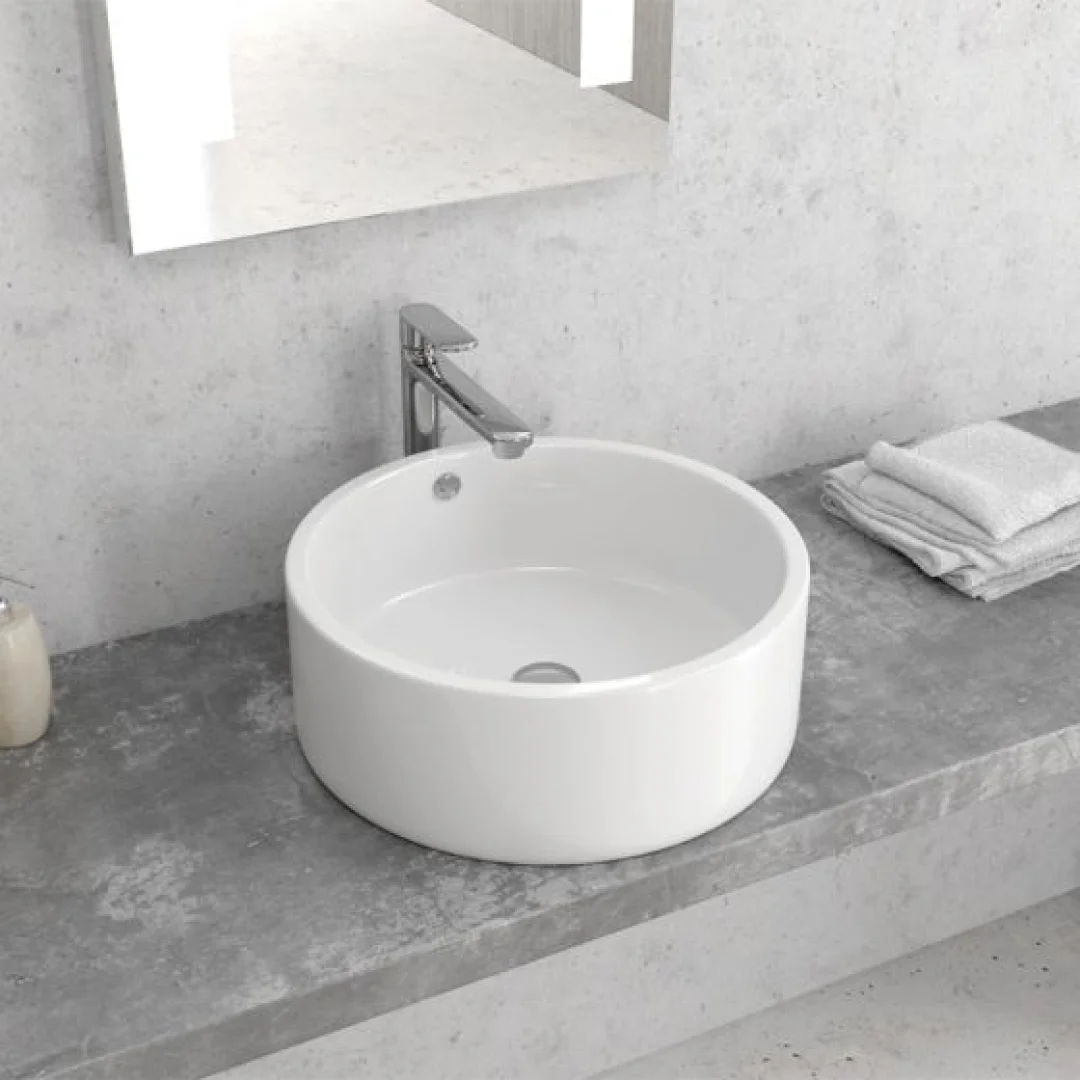 Karag Lavabo da appoggio quadrato ceramica 42.5x42.5 cm bianco lucido