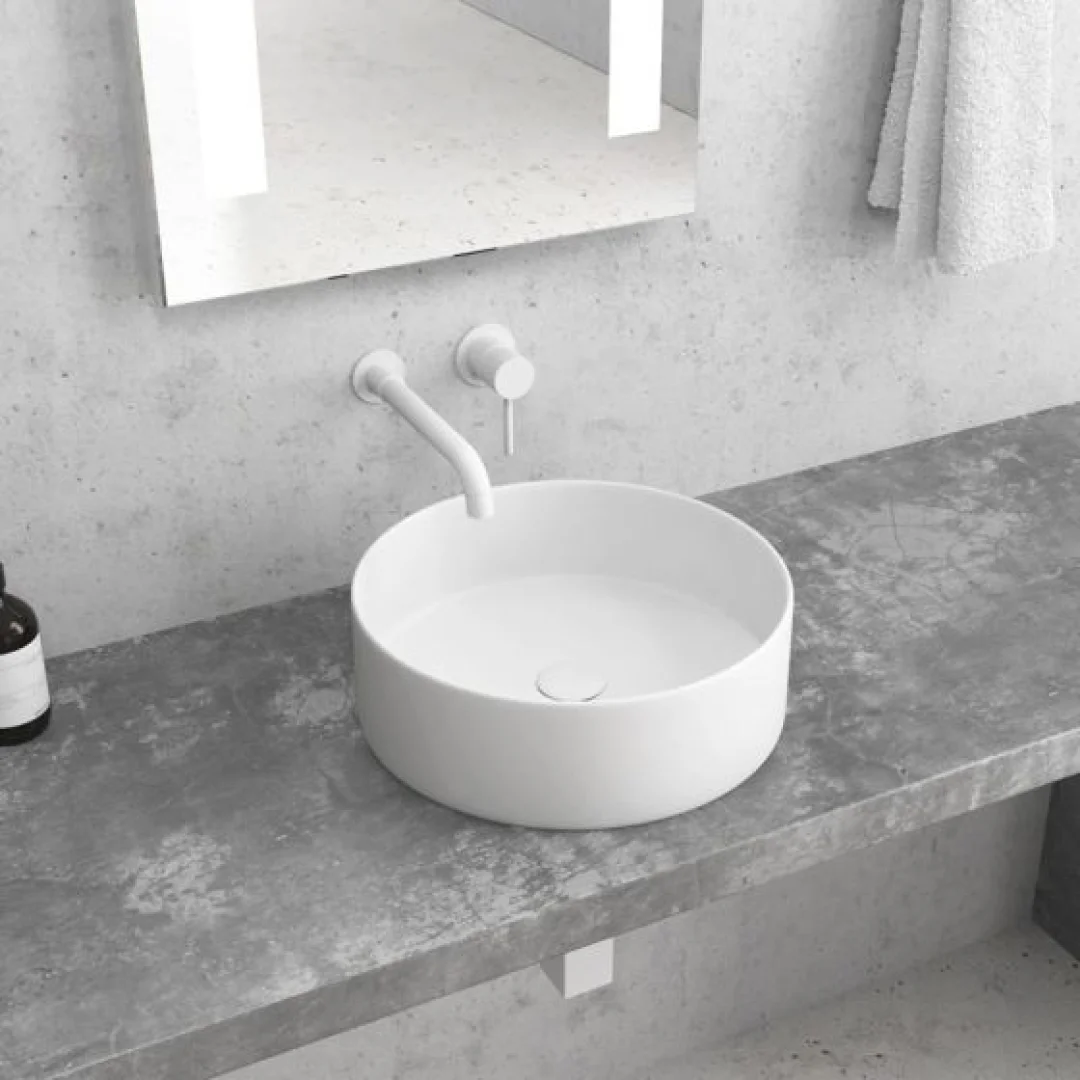 Karag Lavabo da appoggio rotondo ceramica 35.5x35.5 cm bianco opaco