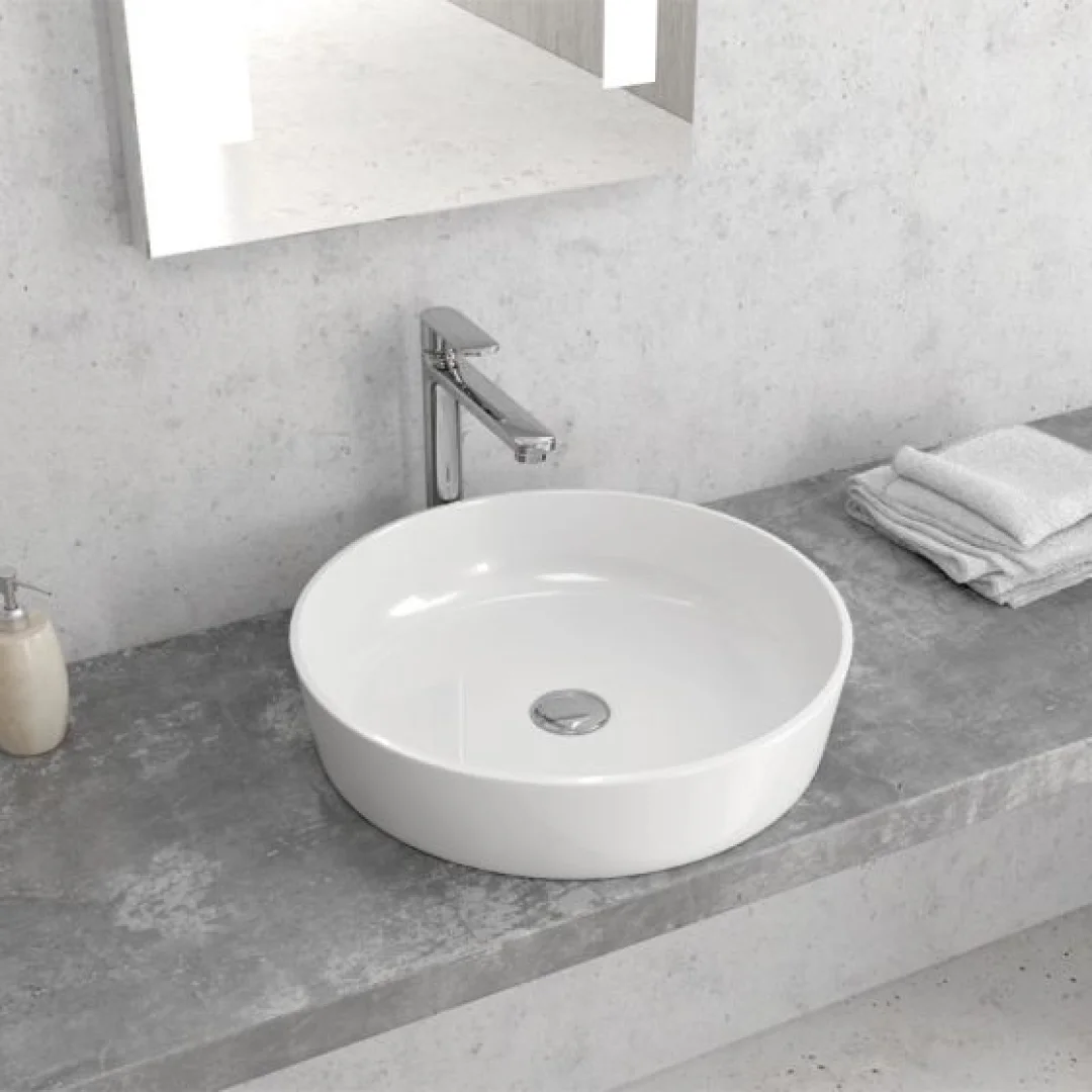 Karag Lavabo da appoggio quadrato ceramica 48x48 cm bianco lucido