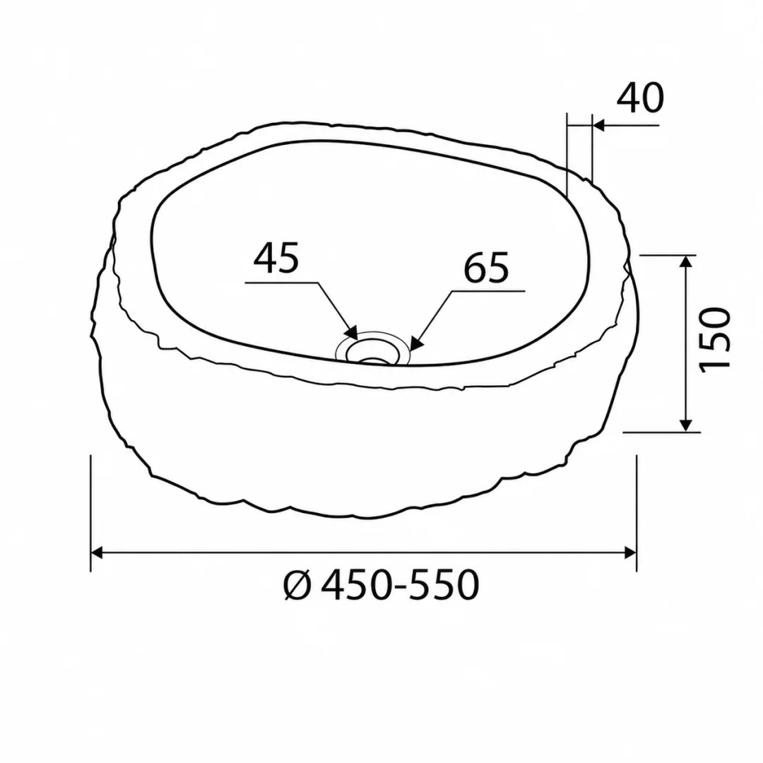 Karag Lavabo da appoggio rotondo River Stone pietra Ø40-45x15 cm grigio