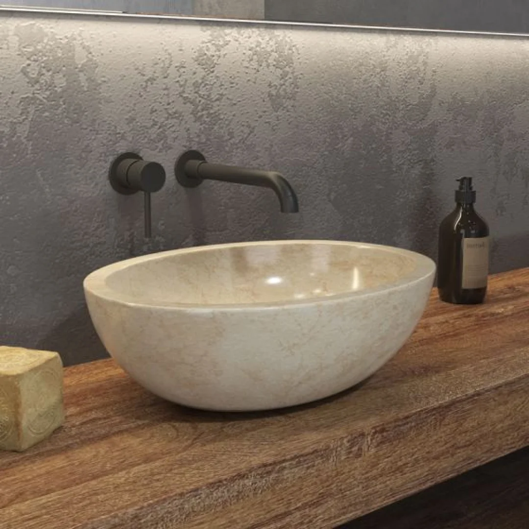 Karag Lavabo da appoggio ovale Leonor marmo 45x35 cm cream