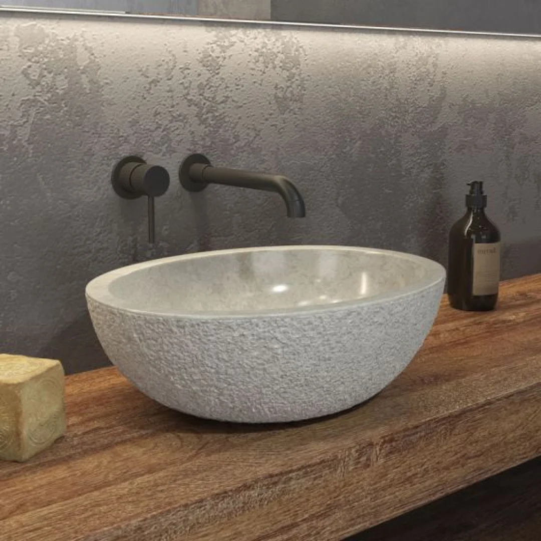Karag Lavabo da appoggio ovale Leonor marmo 45x35 cm smooth cream