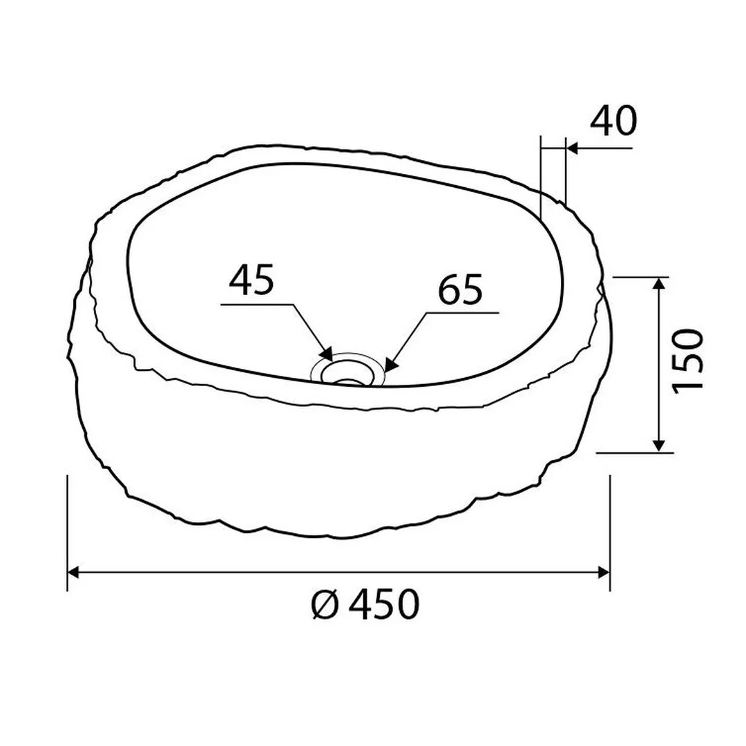 Karag Lavabo da appoggio rotondo Onyx pietra Ø40-45x15 cm sunset