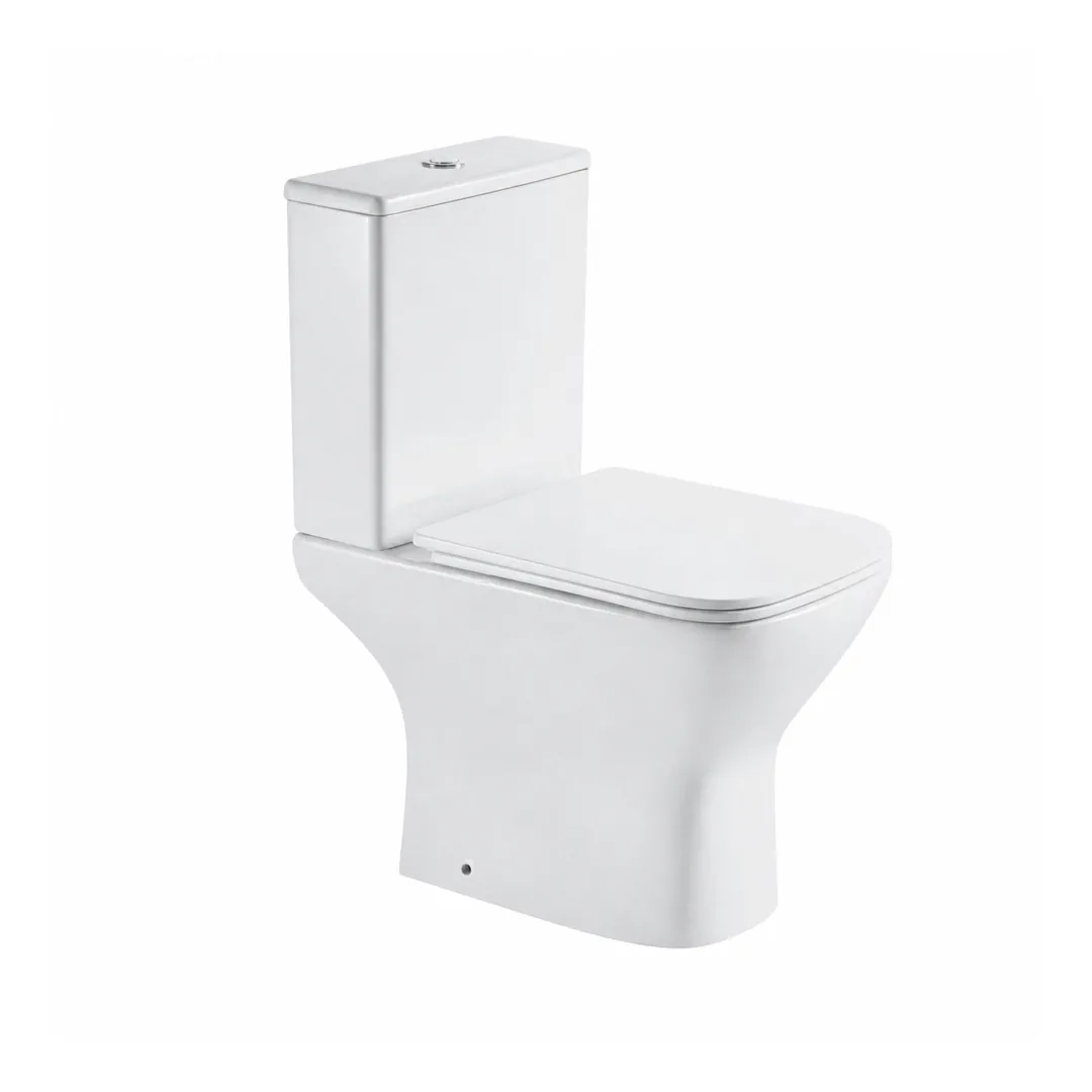 Karag Set WC monoblocco Amfipolis bianco lucido Rimless con vaso, cassetta e coprivaso