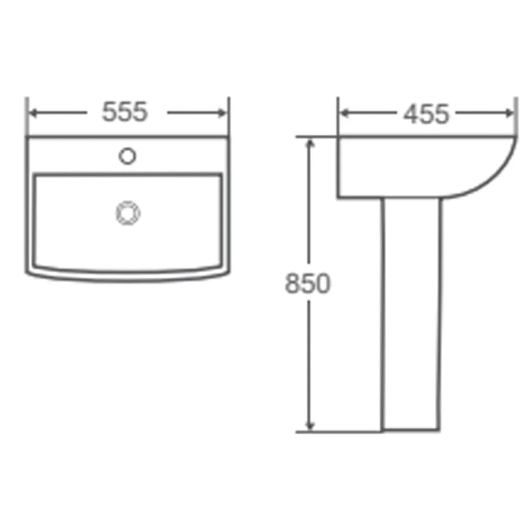 Karag Lavabo freestanding rettangolare Amfipolis ceramica 56x45 cm bianco lucido