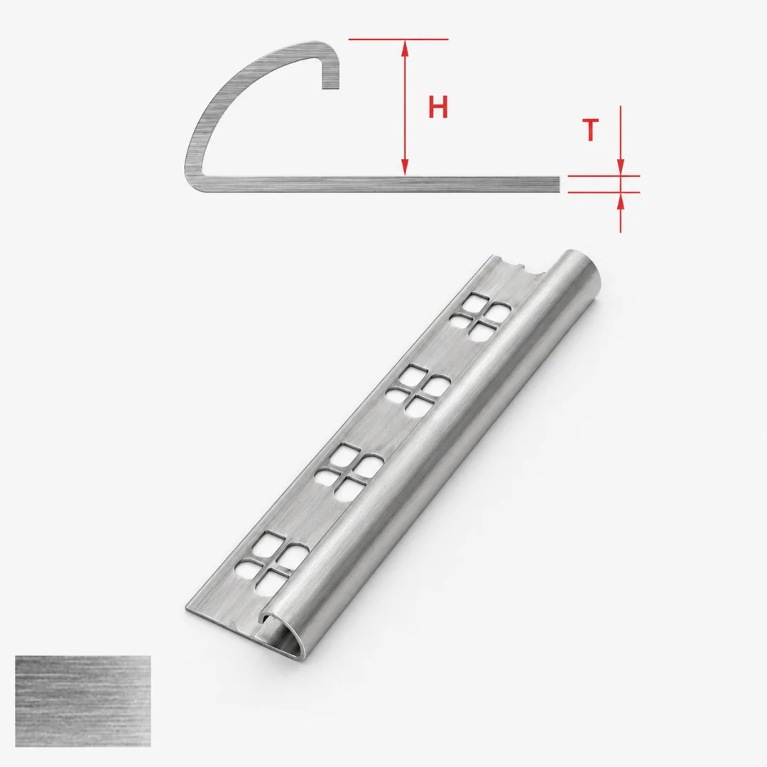 Special Profiles Profilo tondo per rivestimento Special Round 10 mm Acciaio inox spazzolato 2,7 m